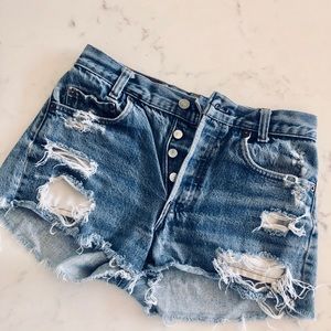 Levi 501 Distressed Denim shorts